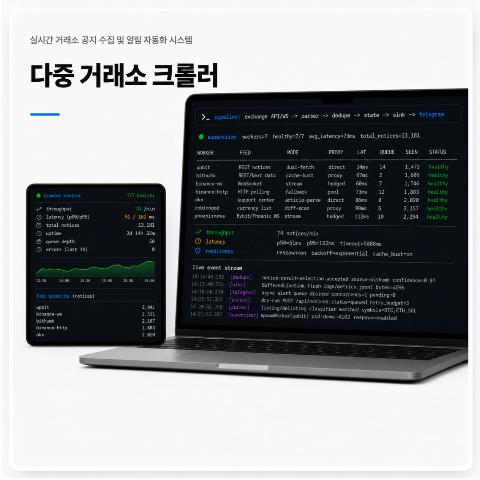 다중 거래소 공지 크롤러 실시간 감지 시스템